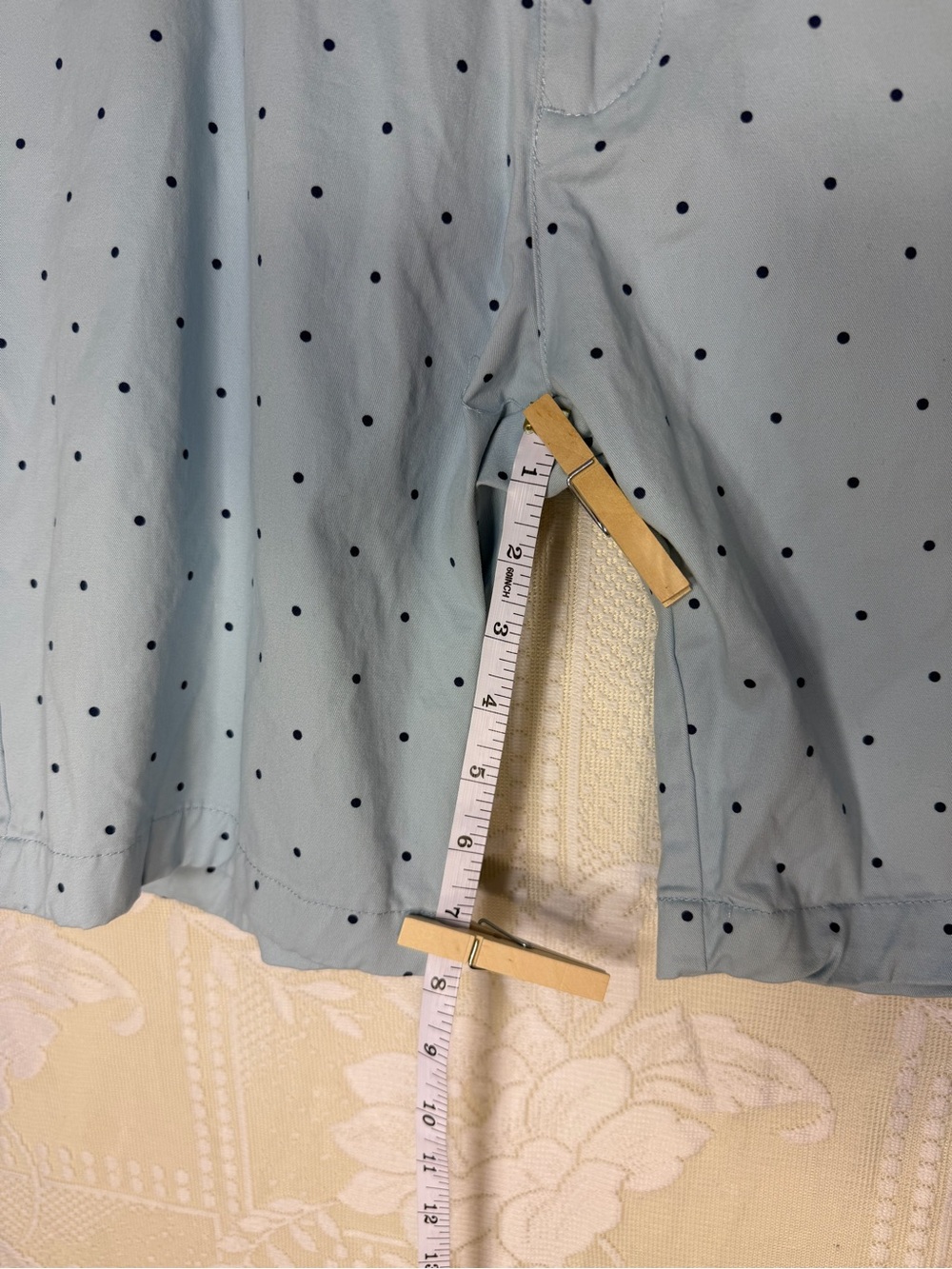 Hudson & Barrow Men's Light Blue Polka Dot Cotton Shorts - Picture 6 of 9